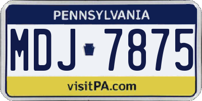 PA license plate MDJ7875