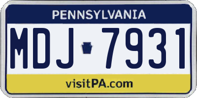 PA license plate MDJ7931