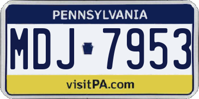 PA license plate MDJ7953