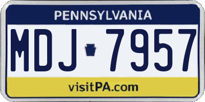 PA license plate MDJ7957