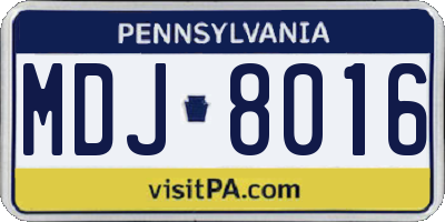 PA license plate MDJ8016