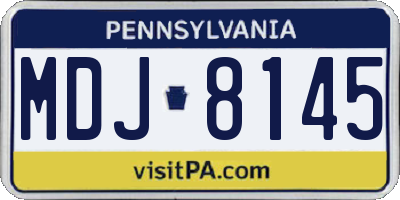 PA license plate MDJ8145