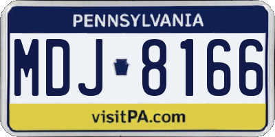 PA license plate MDJ8166