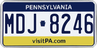 PA license plate MDJ8246