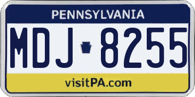 PA license plate MDJ8255