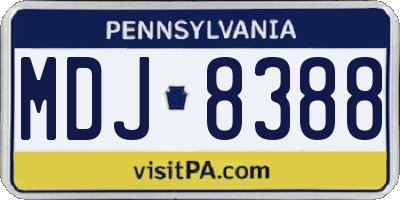 PA license plate MDJ8388