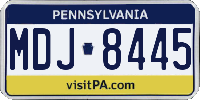 PA license plate MDJ8445