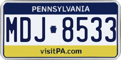 PA license plate MDJ8533