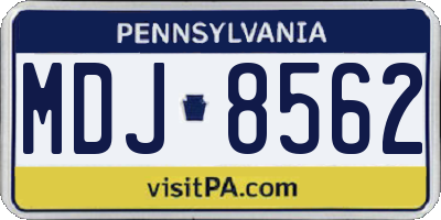 PA license plate MDJ8562