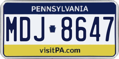 PA license plate MDJ8647