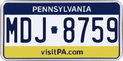 PA license plate MDJ8759