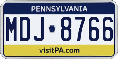 PA license plate MDJ8766