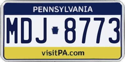 PA license plate MDJ8773