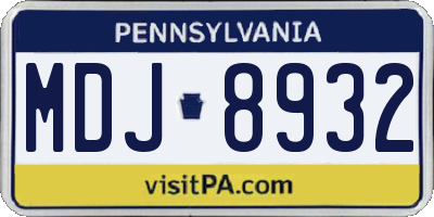 PA license plate MDJ8932