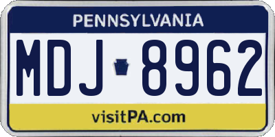 PA license plate MDJ8962