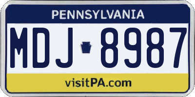 PA license plate MDJ8987