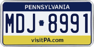 PA license plate MDJ8991