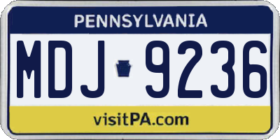 PA license plate MDJ9236