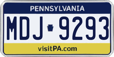 PA license plate MDJ9293