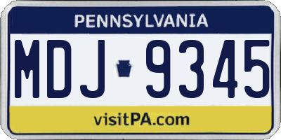 PA license plate MDJ9345
