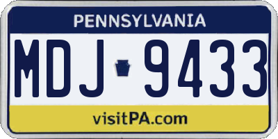 PA license plate MDJ9433