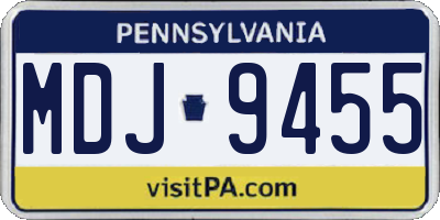 PA license plate MDJ9455