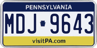PA license plate MDJ9643