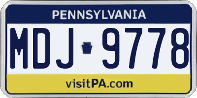 PA license plate MDJ9778