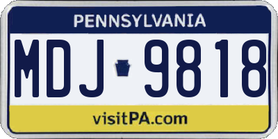 PA license plate MDJ9818