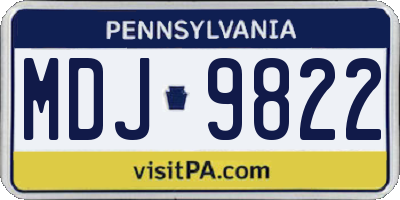 PA license plate MDJ9822