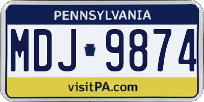 PA license plate MDJ9874