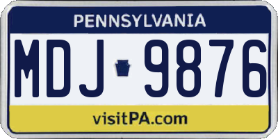 PA license plate MDJ9876