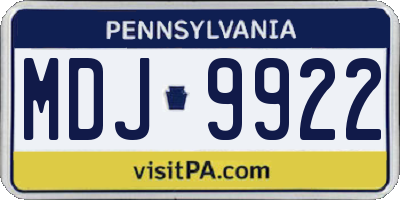 PA license plate MDJ9922