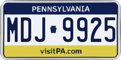 PA license plate MDJ9925