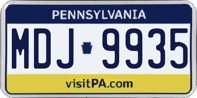 PA license plate MDJ9935