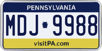 PA license plate MDJ9988