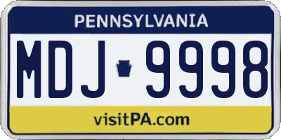 PA license plate MDJ9998