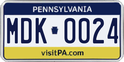 PA license plate MDK0024