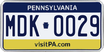 PA license plate MDK0029