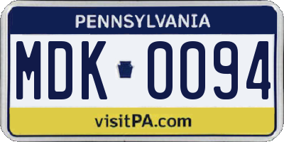 PA license plate MDK0094