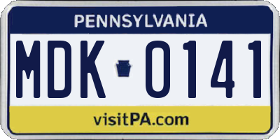 PA license plate MDK0141
