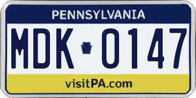 PA license plate MDK0147