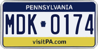 PA license plate MDK0174