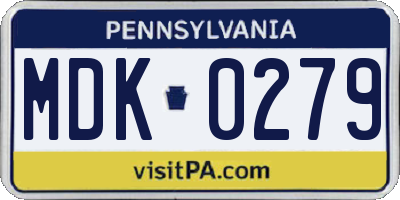 PA license plate MDK0279