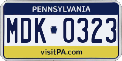 PA license plate MDK0323