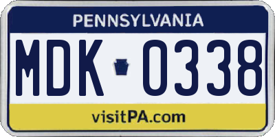 PA license plate MDK0338