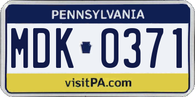 PA license plate MDK0371