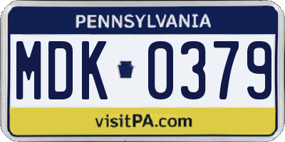 PA license plate MDK0379