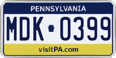PA license plate MDK0399