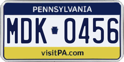 PA license plate MDK0456